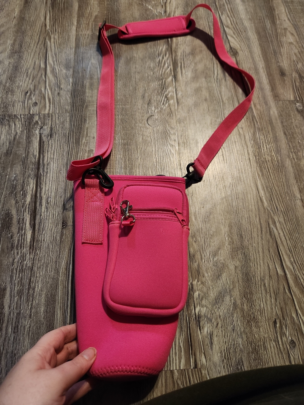 Bright Pink Crossbody Neoprene Bottle Bag - Unbranded